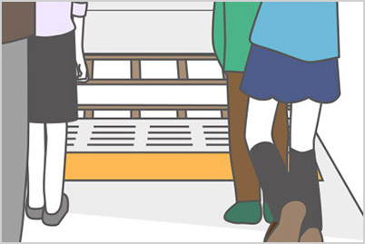 Stay behind the yellow line.