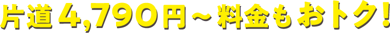 片道4,790円〜料金もおトク！