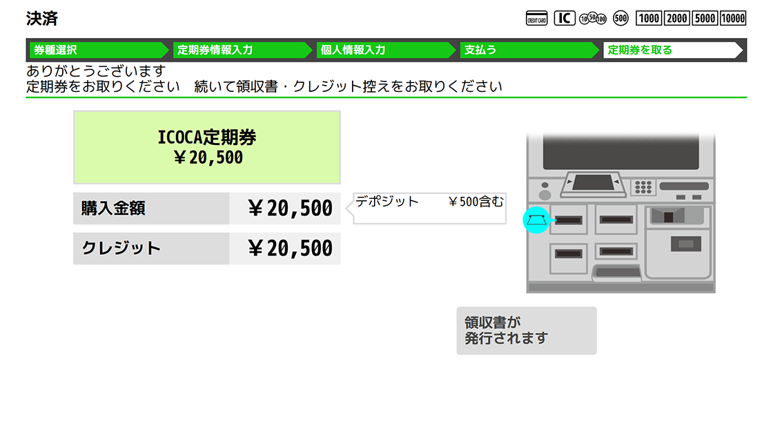 ２２．定期券が発行されます。