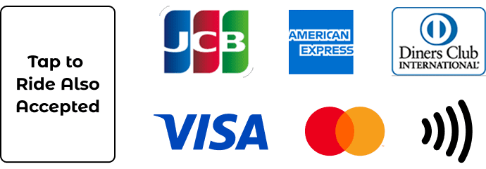 Contactless payment is also available. VISA, MasterCard, JCB, AMERICAN EXPRESS, DINERS CLUB