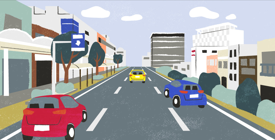 ビジネスが盛んで便利なイメージイラスト