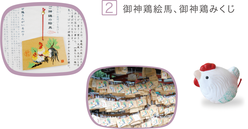3.御神鶏絵馬、御神鶏みくじ